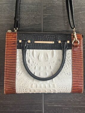 Brahmin TriColour Croc Embossed Leather Bag